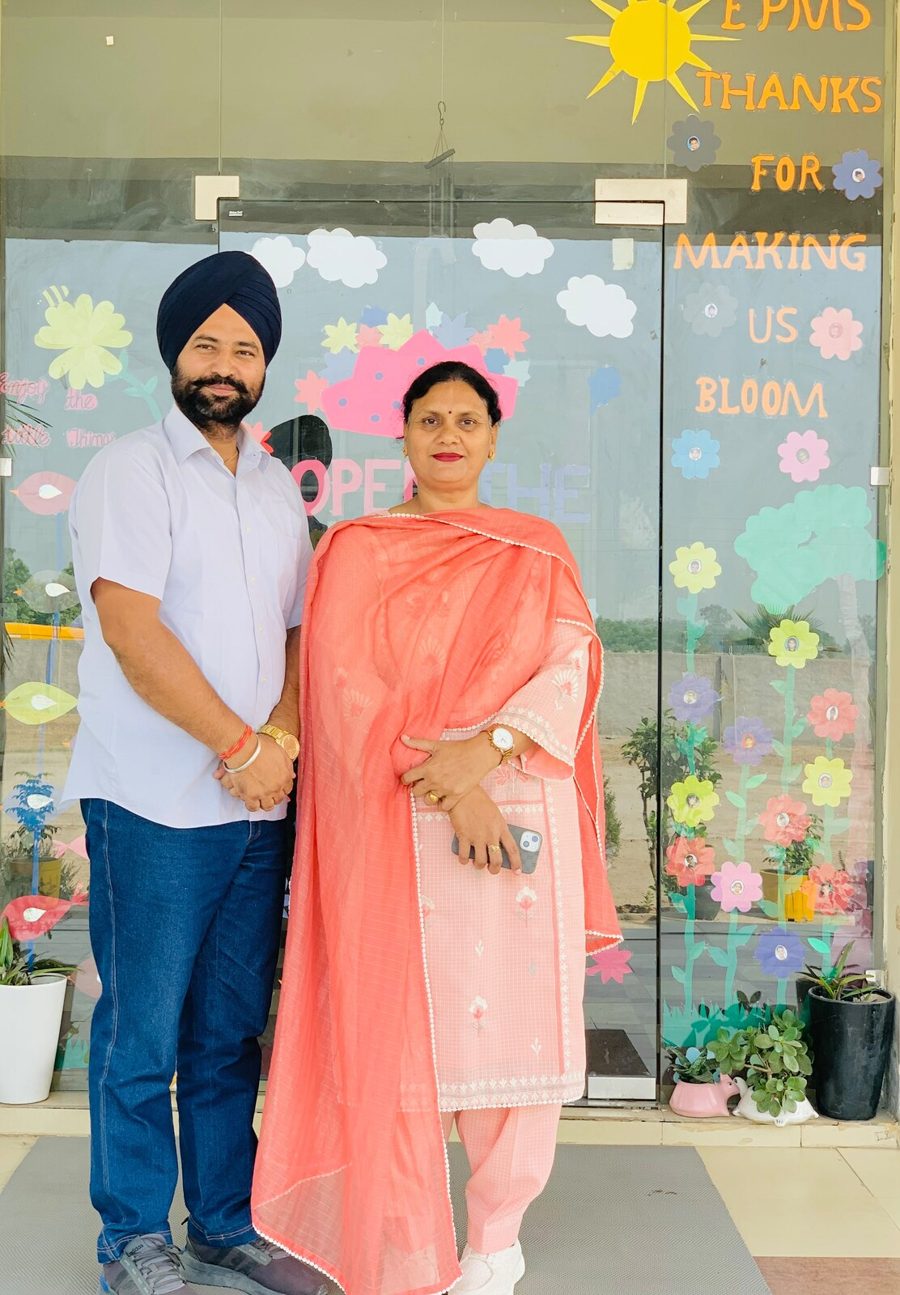 Chairman and Principal at the school entrance